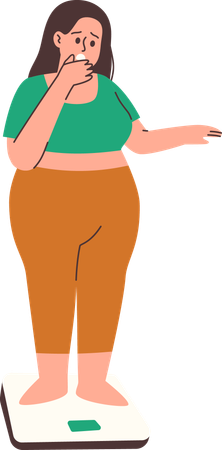 Fat Woman Measuring Weight  Illustration