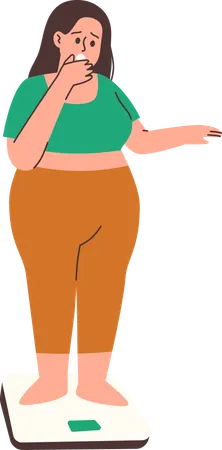 Fat Woman Measuring Weight  Illustration