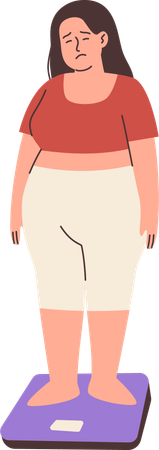 Fat Woman Measuring Weight  Illustration