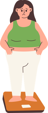 Fat Woman Measuring Weight  Illustration