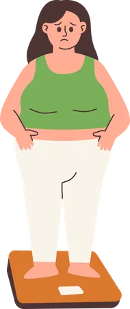 Fat Woman Measuring Weight  Illustration