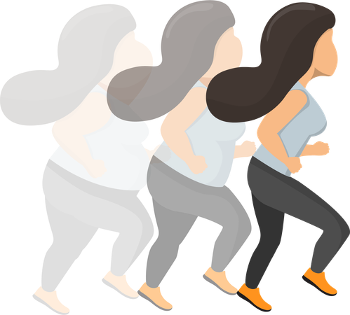 Fat woman running to get thin  Illustration