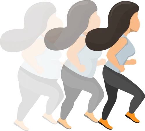 Fat woman running to get thin  Illustration