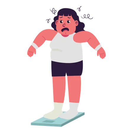 Fat woman Shock with Weight  Illustration
