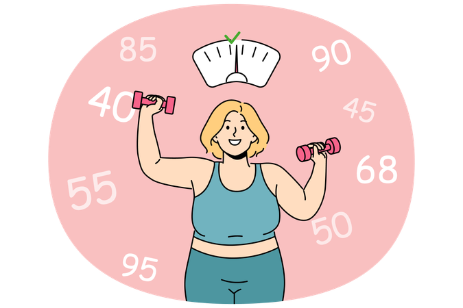 Fat woman wants to lose weight  Illustration