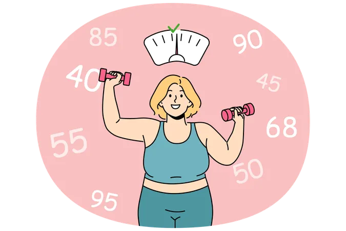 Fat woman wants to lose weight  Illustration