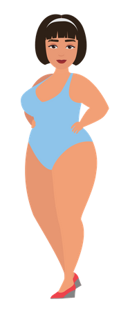 Fat Woman Wearing Swimming Suit  Illustration