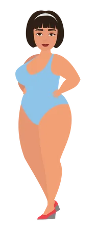 Fat Woman Wearing Swimming Suit  Illustration