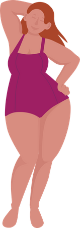 Fat woman wearing swimwear Illustration