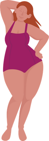 Fat woman wearing swimwear  Illustration