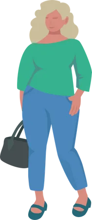 Fat woman with purse Illustration