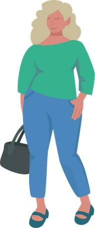 Fat woman with purse  Illustration