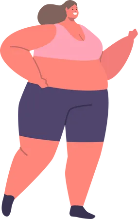Fat Woman Working Out Embracing Fitness And Health Breaking Stereotypes And Empowering Herself Through Exercise Regardless Of Societal Expectations Or Body Size Cartoon People Vector Illustration Illustration