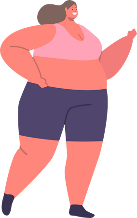 Fat woman working out  Illustration