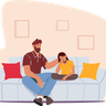 illustrations of dad and girl talking