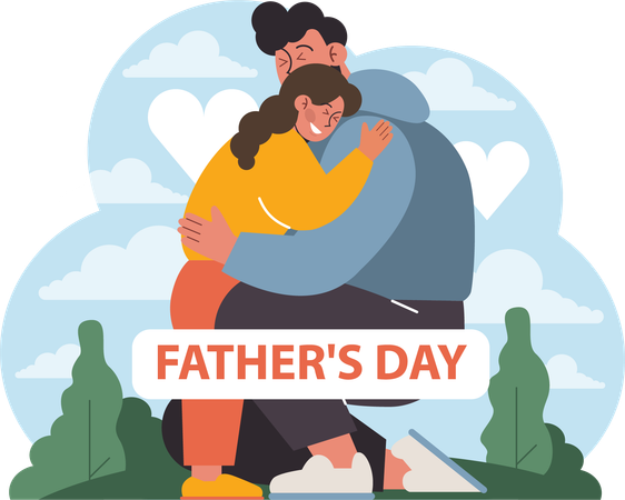 Father and daughter are celebrating Father's day  Illustration