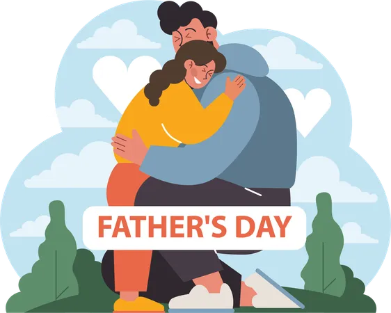 Father and daughter are celebrating Father's day  Illustration