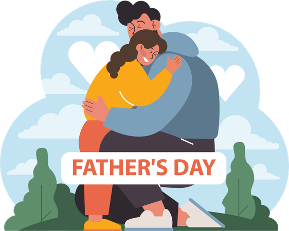 Father and daughter are celebrating Father's day  일러스트레이션