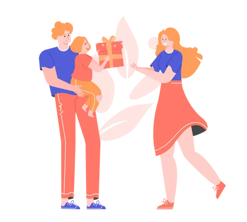 Father and daughter celebrating mother's day  Illustration