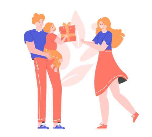 Father and daughter celebrating mother's day  일러스트레이션
