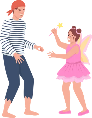 Father and daughter dancing together  Illustration