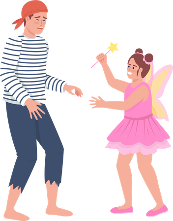 Father and daughter dancing together  Illustration