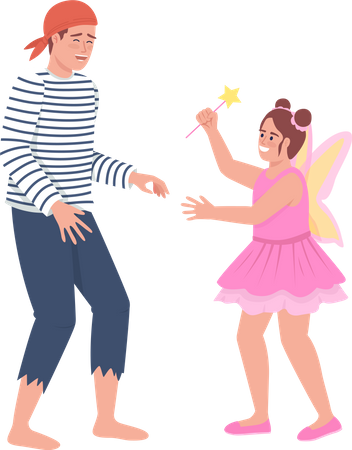 Father and daughter dancing together  일러스트레이션