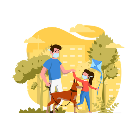 Father and daughter going for walk  Illustration