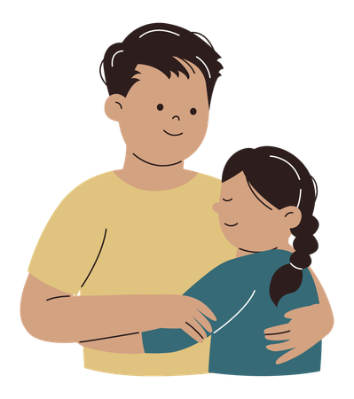 Father and Daughter Hugging  Illustration