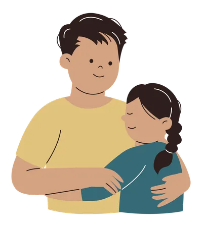 Father and Daughter Hugging  Illustration