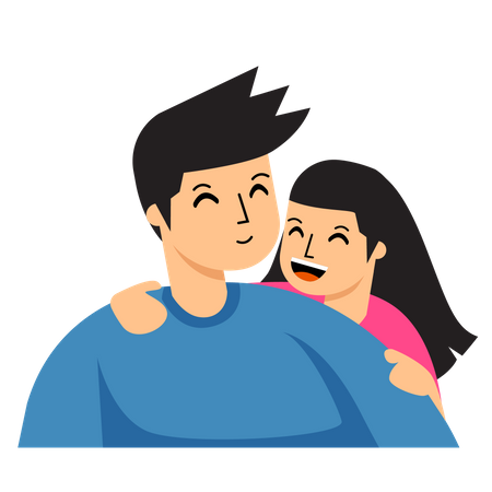 Father and daughter Laugh with Father Illustration