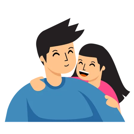 Father and daughter Laugh with Father  Illustration