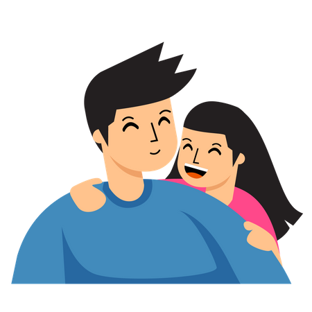 Father and daughter Laugh with Father  Illustration