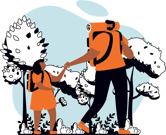 Father And daughter on hiking  Illustration