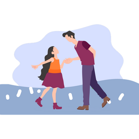 Father and daughter playing  Illustration