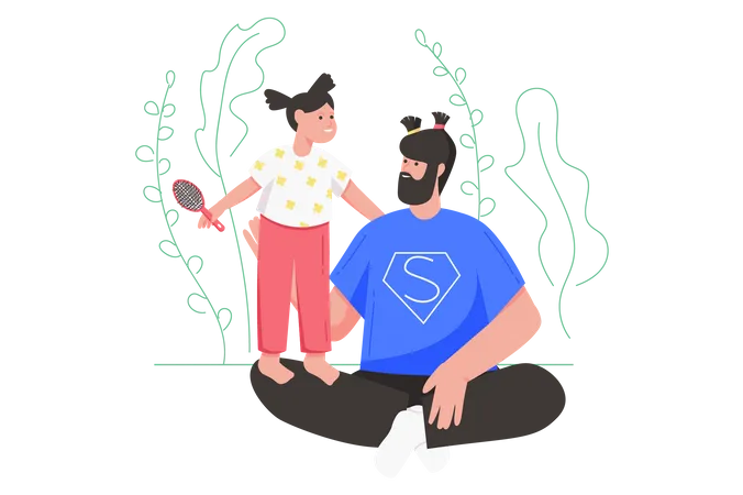 Father and daughter playing together  Illustration