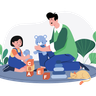 father and daughter playing together illustration svg