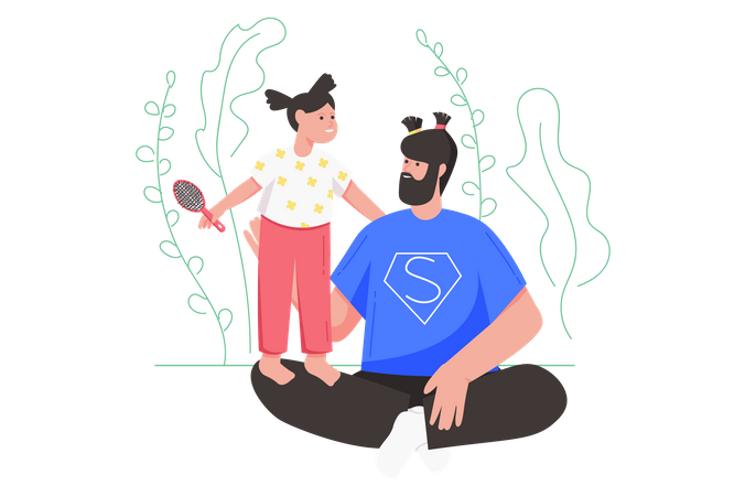 Father and daughter playing together  Illustration