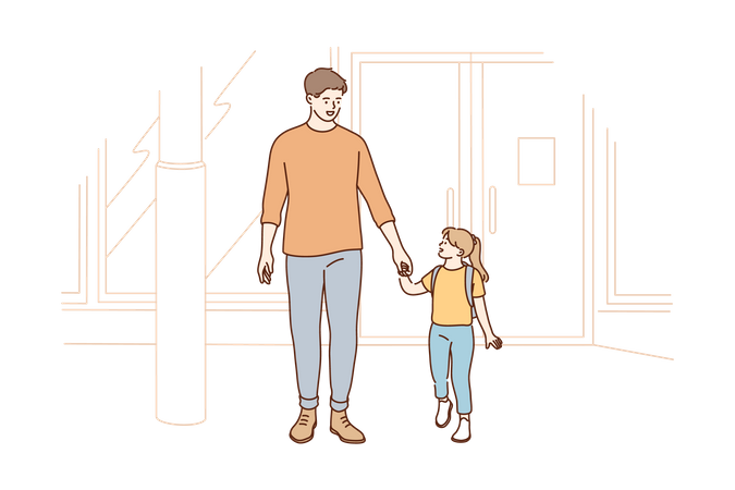 Father and daughter together  Illustration
