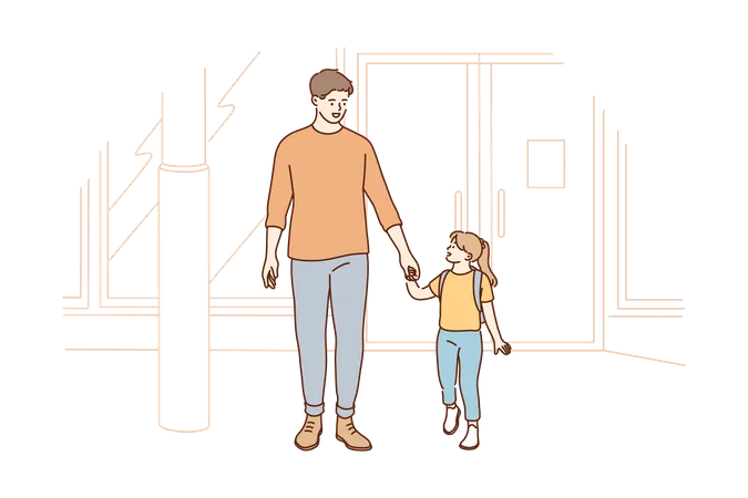 Father and daughter together  Illustration