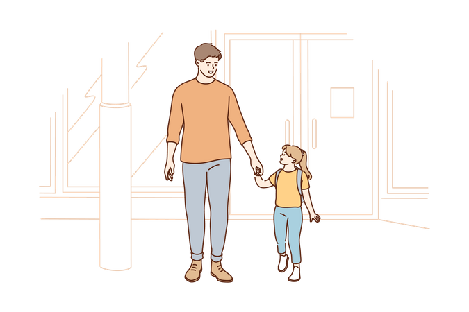 Father and daughter together  Illustration