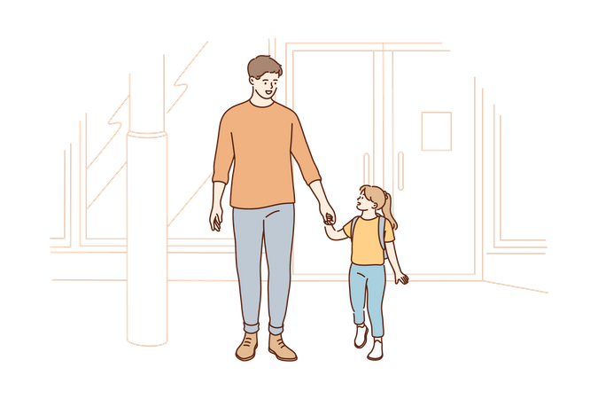 Father and daughter together  일러스트레이션