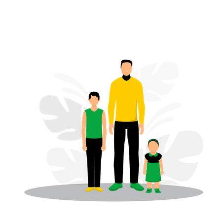 Father And Kids  Illustration