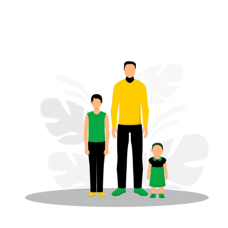 Father And Kids  Illustration
