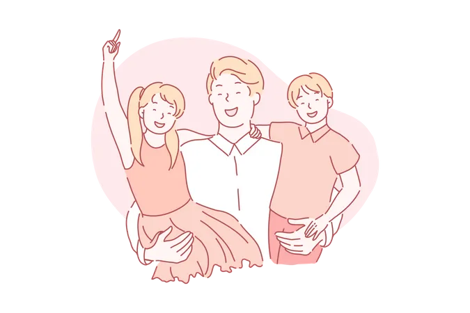 Father and kids  Illustration