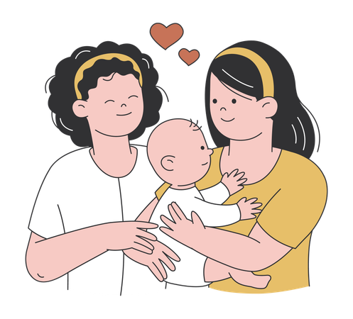 Father and mother with child  Illustration