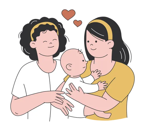 Father and mother with child  Illustration