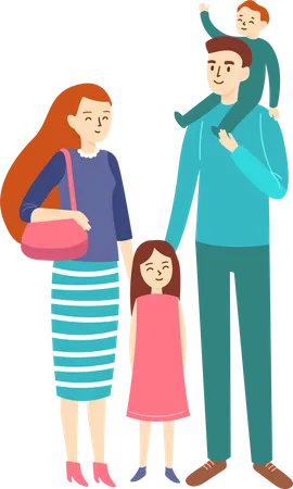 Father and mother with children  Illustration