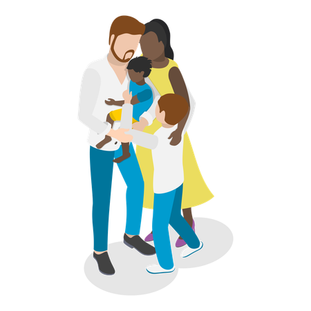 父親と母親と子供たち  イラスト