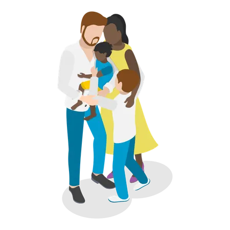 父親と母親と子供たち  イラスト